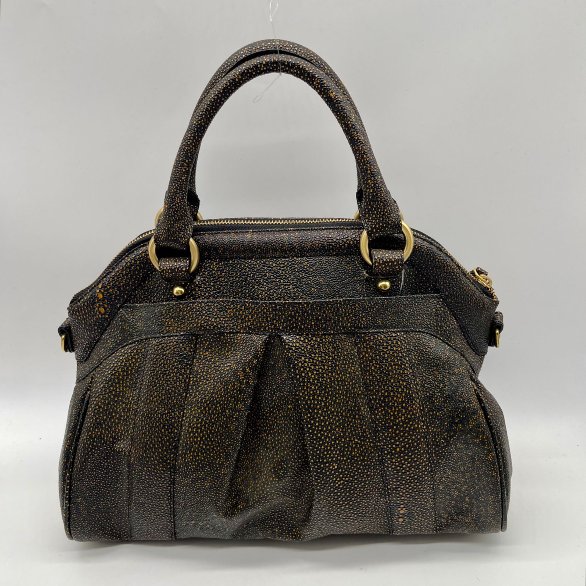 Brahmin Brown And Orange Pebbled Leather Satchel