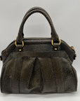 Brahmin Brown And Orange Pebbled Leather Satchel