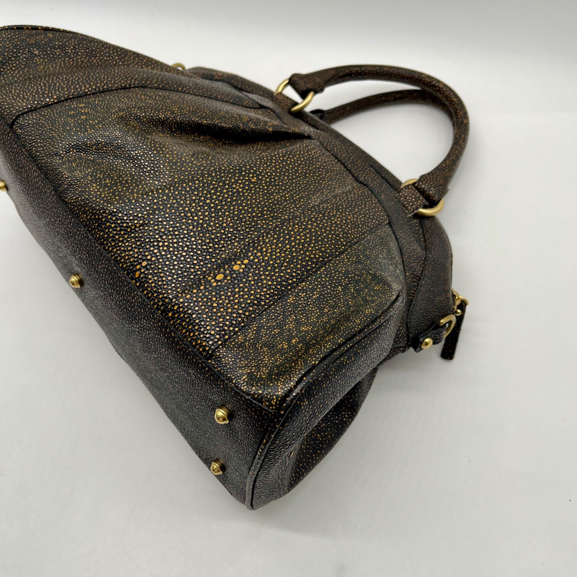 Brahmin Brown And Orange Pebbled Leather Satchel