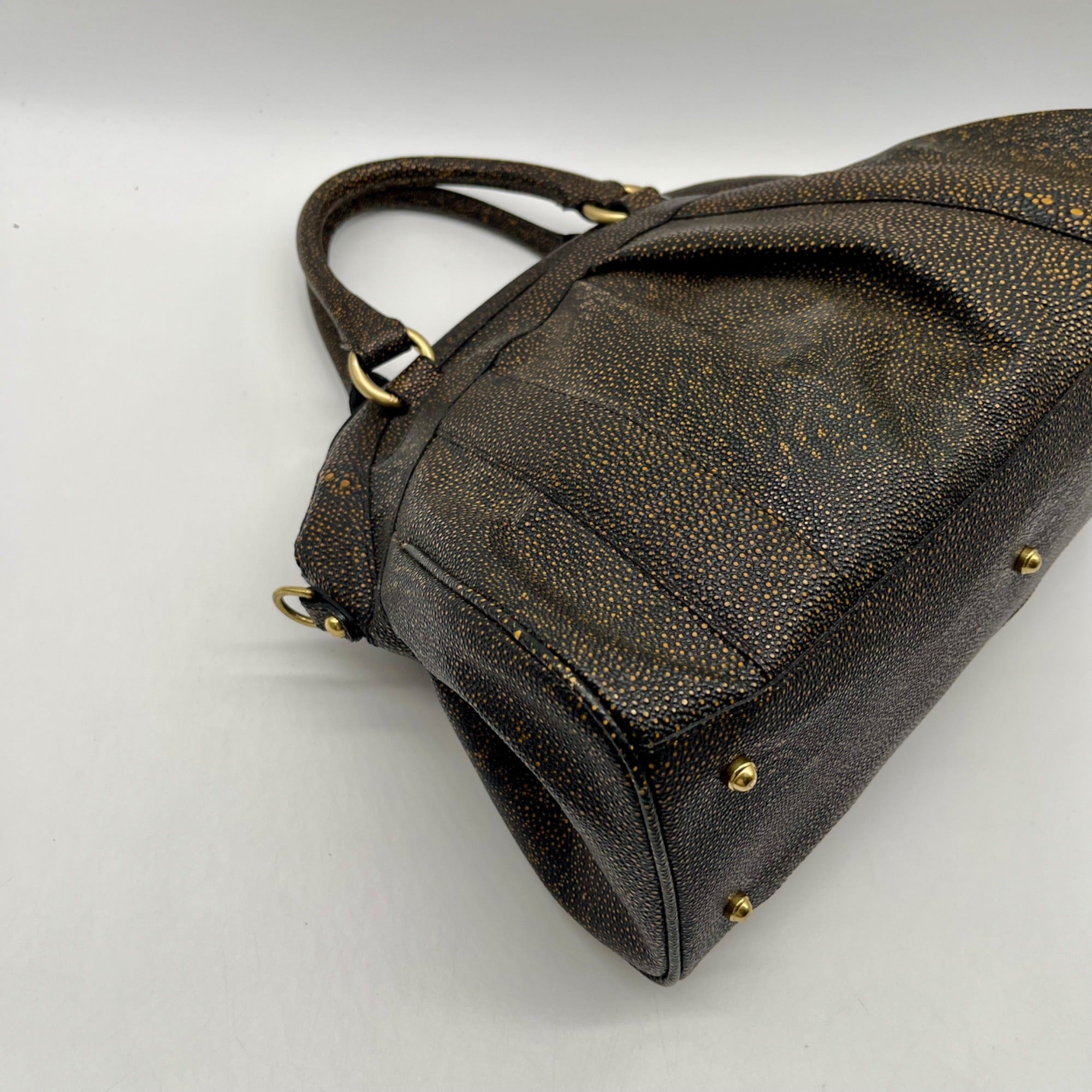 Brahmin Brown And Orange Pebbled Leather Satchel
