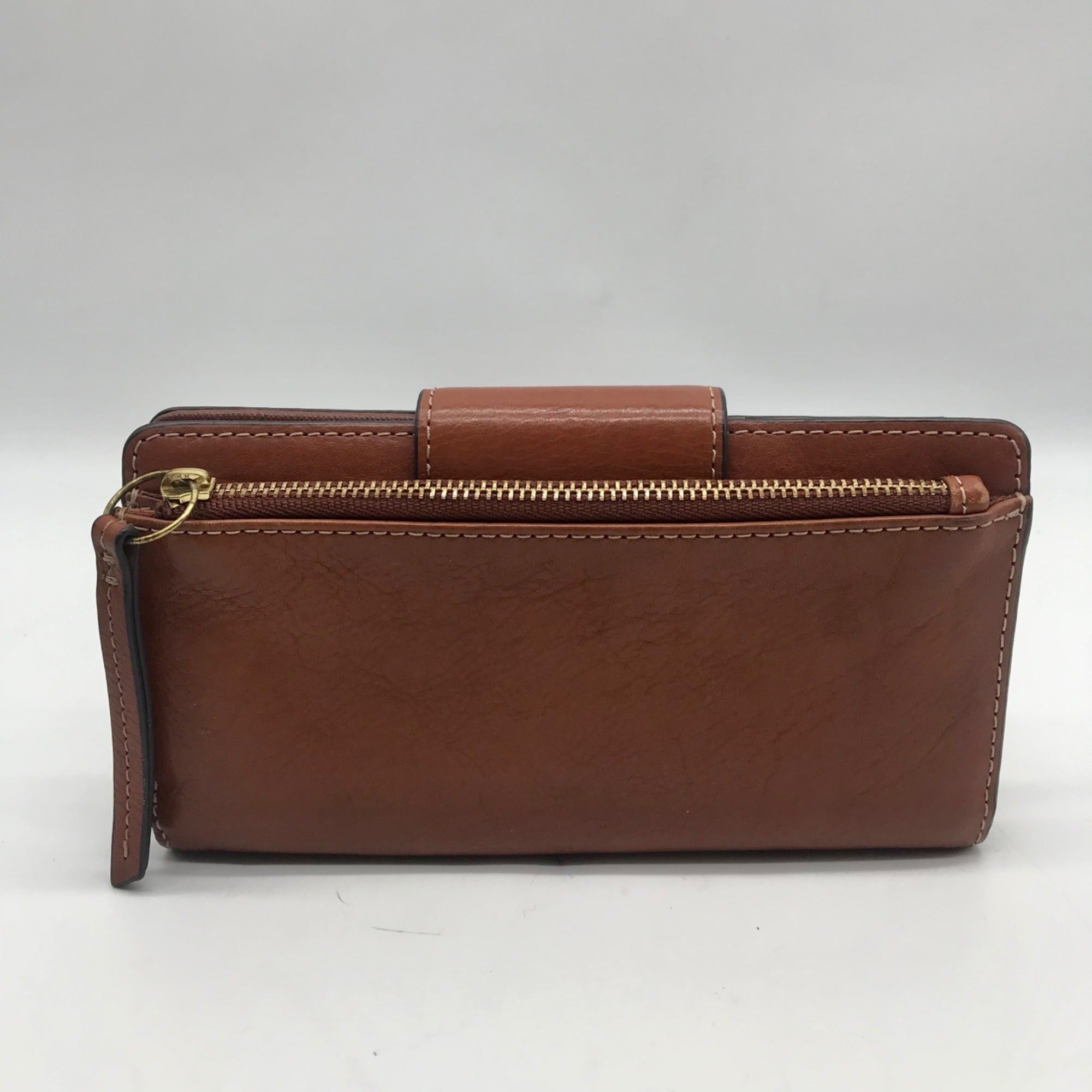 Fossil Brown Leather Double Snap Logan Wallet