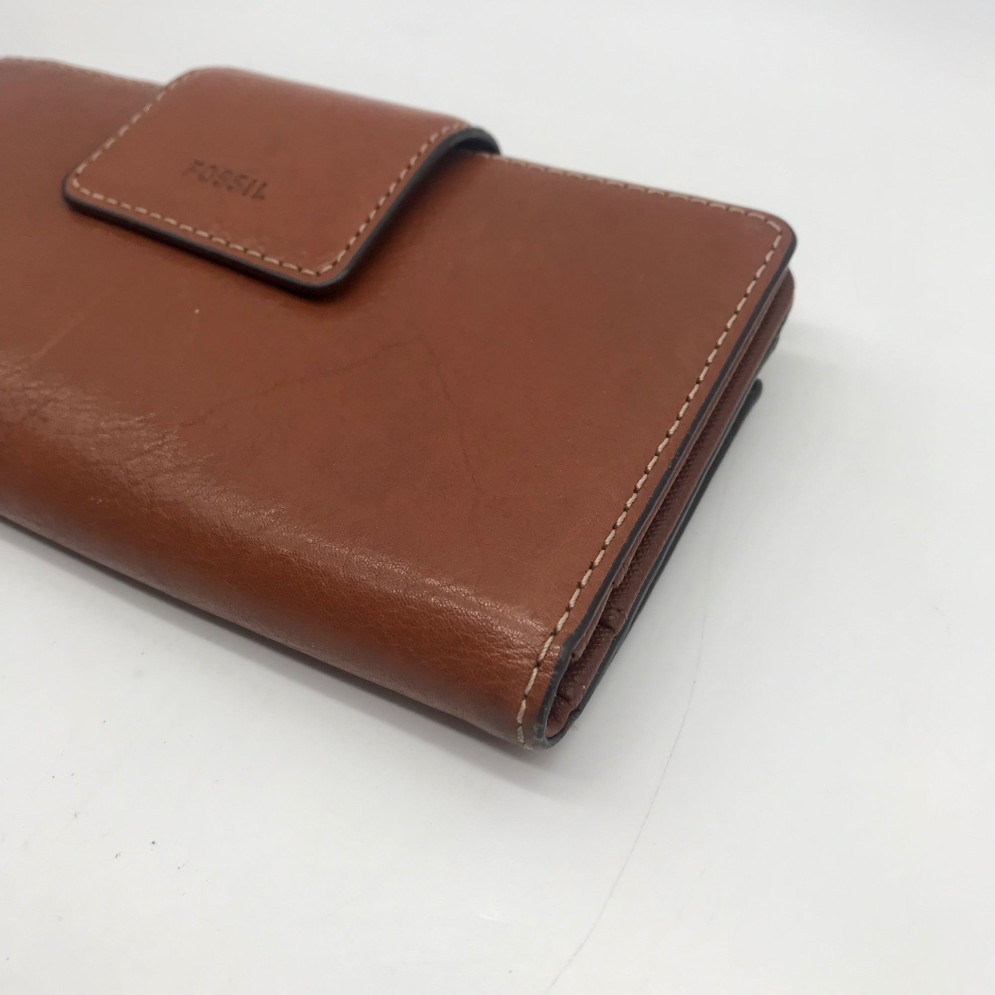 Fossil Brown Leather Double Snap Logan Wallet