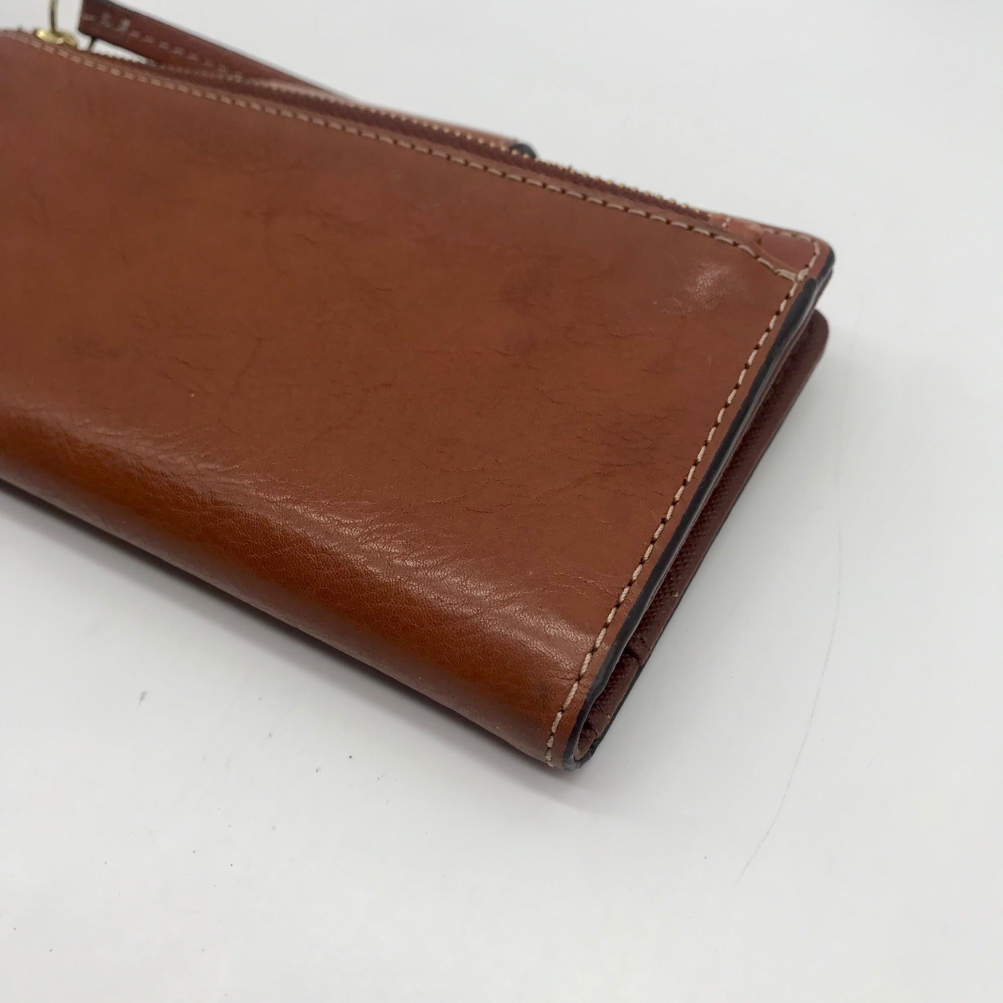 Fossil Brown Leather Double Snap Logan Wallet