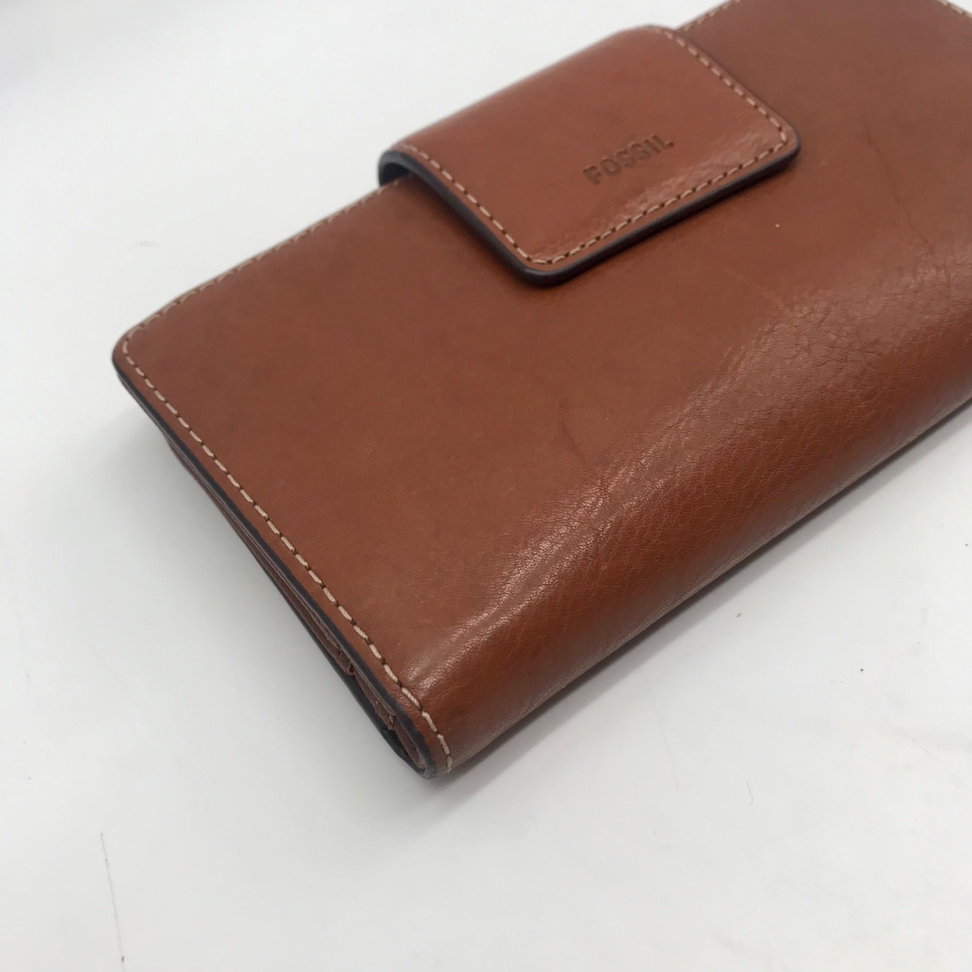 Fossil Brown Leather Double Snap Logan Wallet