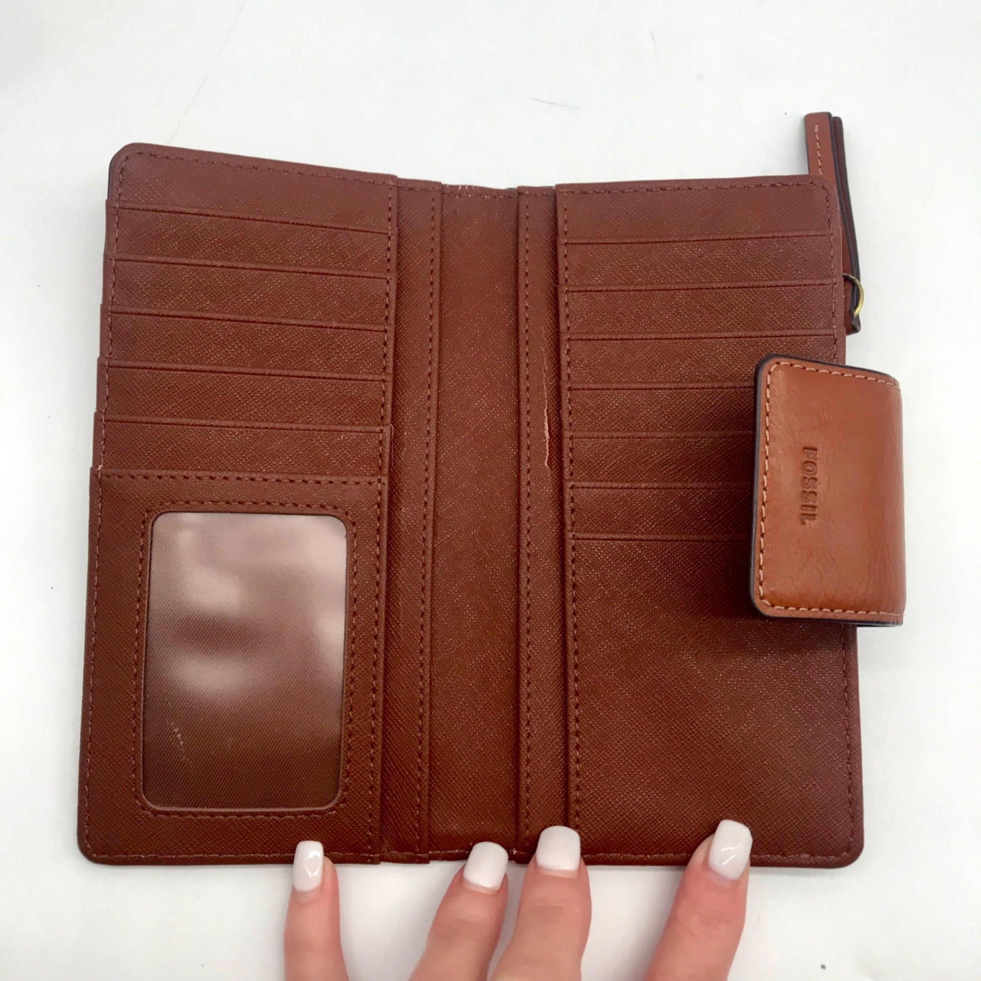 Fossil Brown Leather Double Snap Logan Wallet