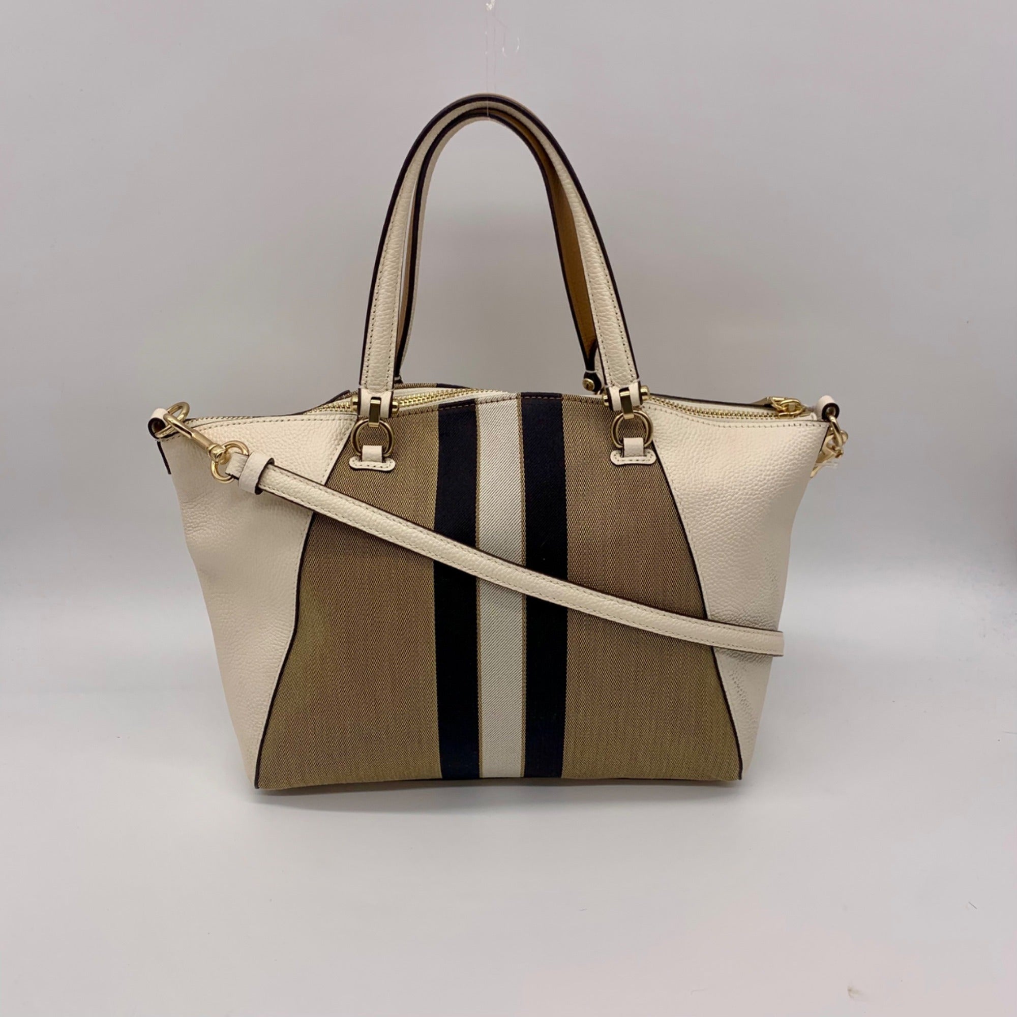 Coach Jacquard Fabric And Pebbled Leather 2Way Satchel