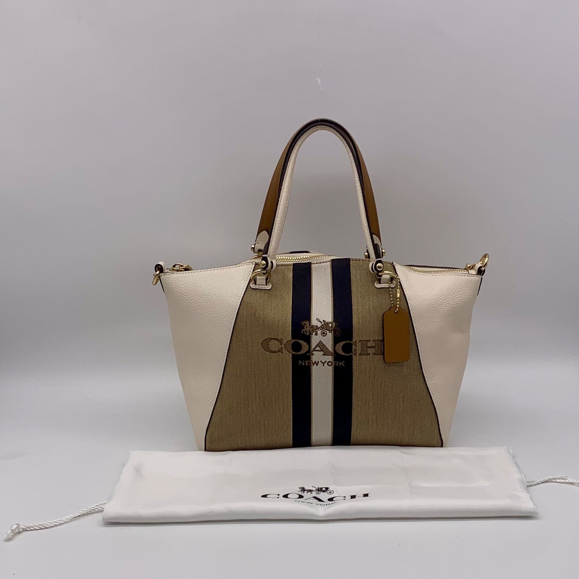Coach Jacquard Fabric And Pebbled Leather 2Way Satchel