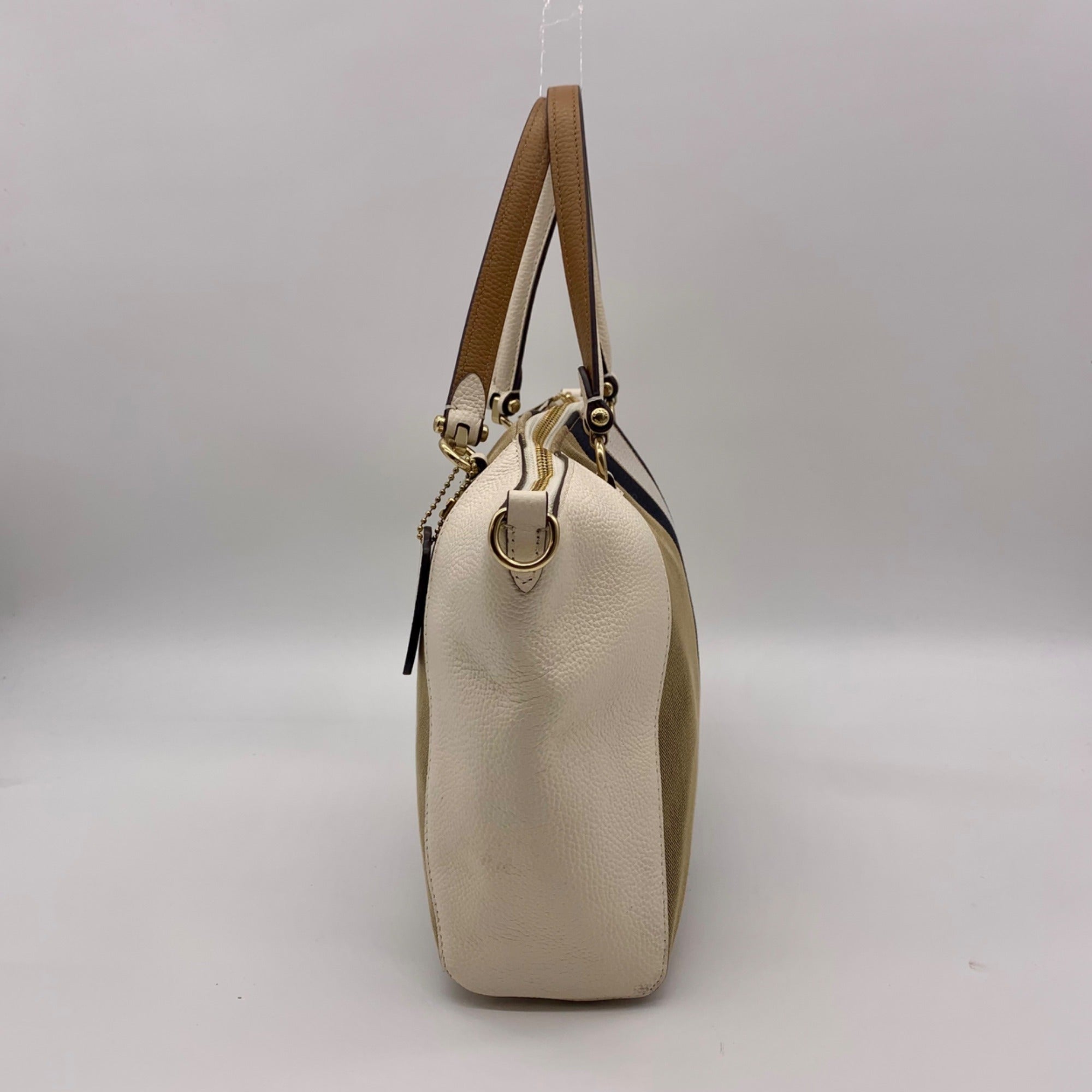 Coach Jacquard Fabric And Pebbled Leather 2Way Satchel