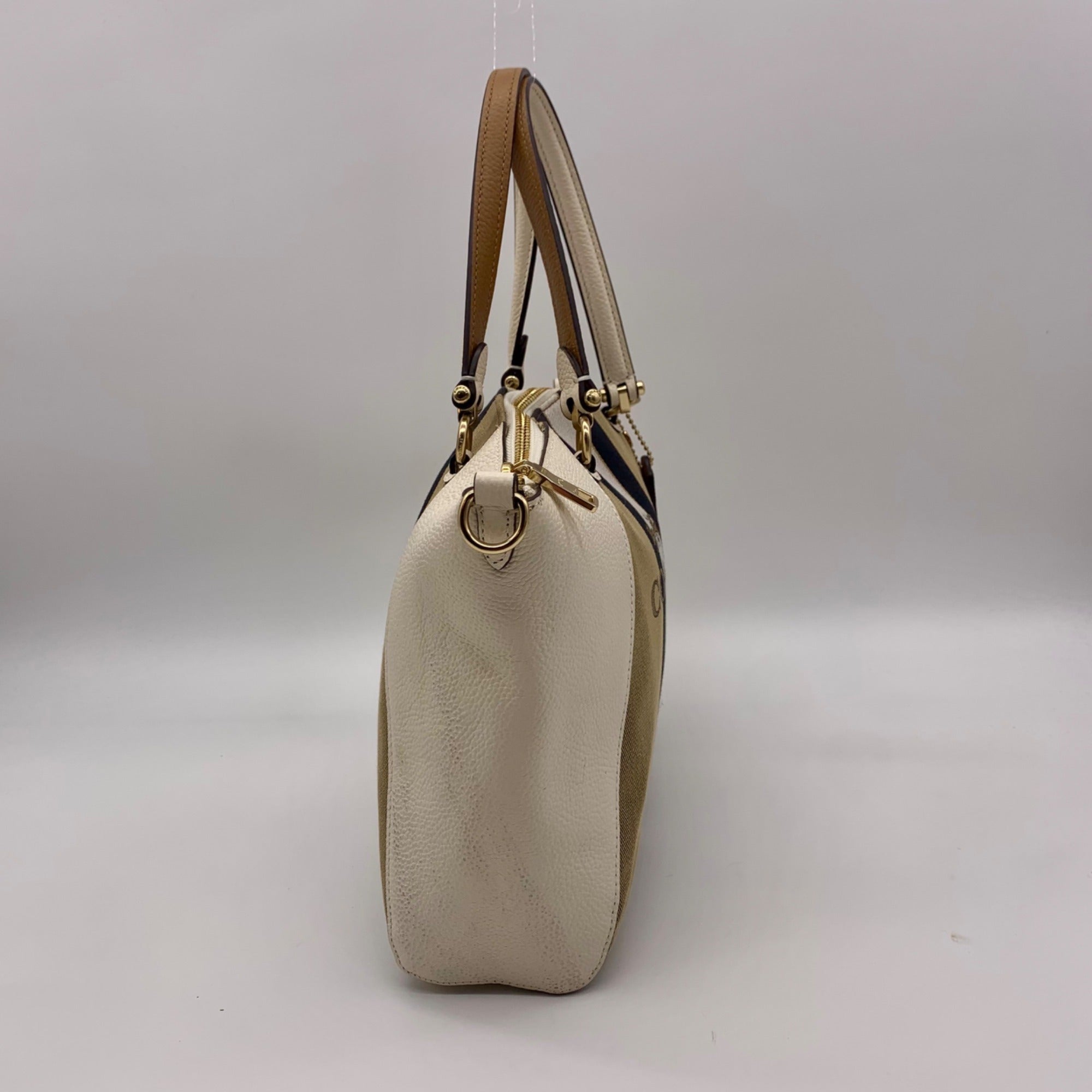 Coach Jacquard Fabric And Pebbled Leather 2Way Satchel
