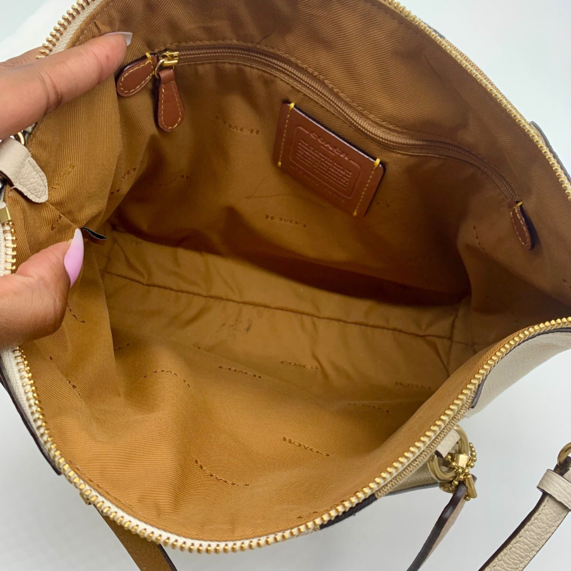 Coach Jacquard Fabric And Pebbled Leather 2Way Satchel