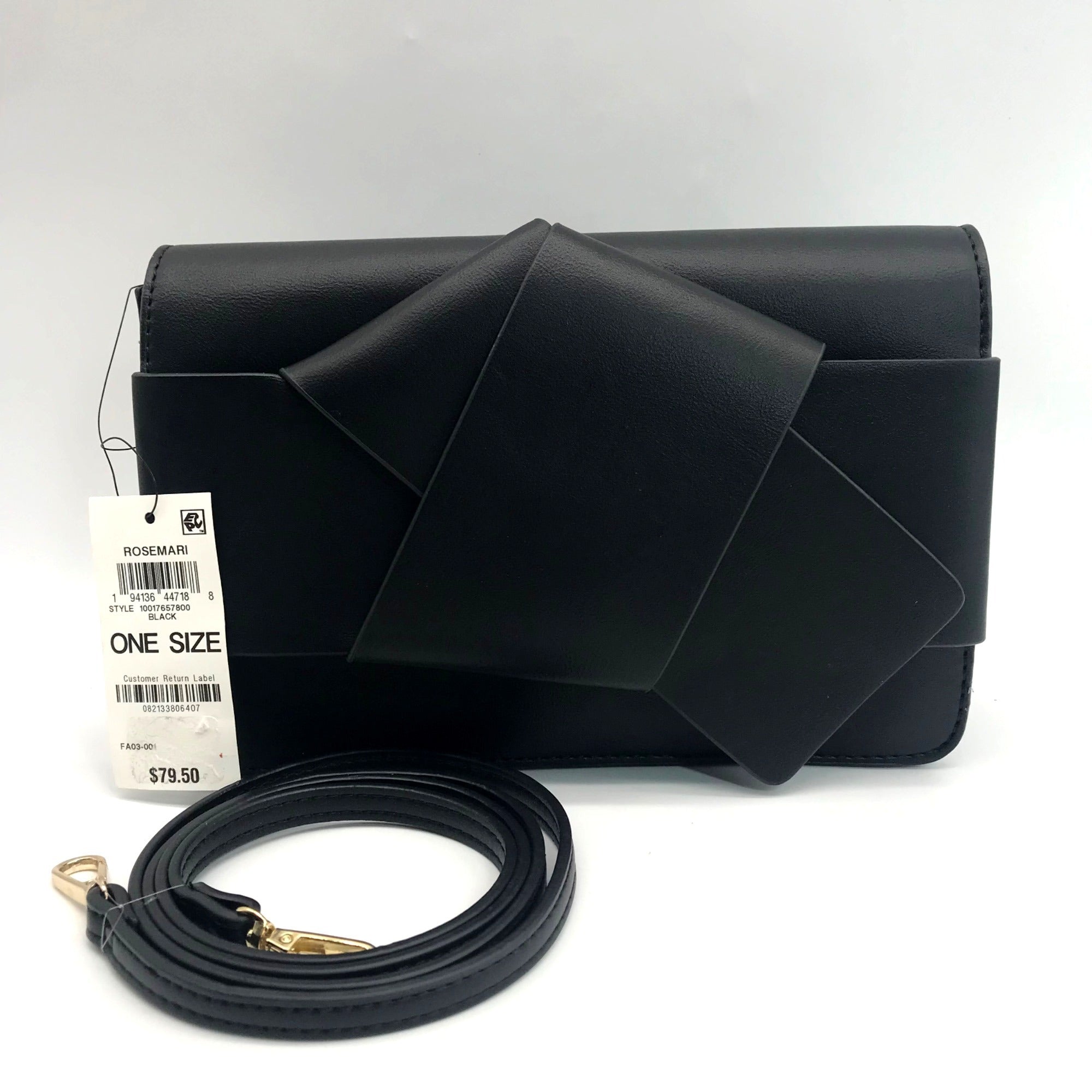 On 34th Black Rosemari Clutch