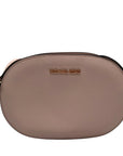 Michael Kors Pink Saffiano Leather Jet Set Travel Oval Crossbody Bag