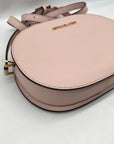 Michael Kors Pink Saffiano Leather Jet Set Travel Oval Crossbody Bag