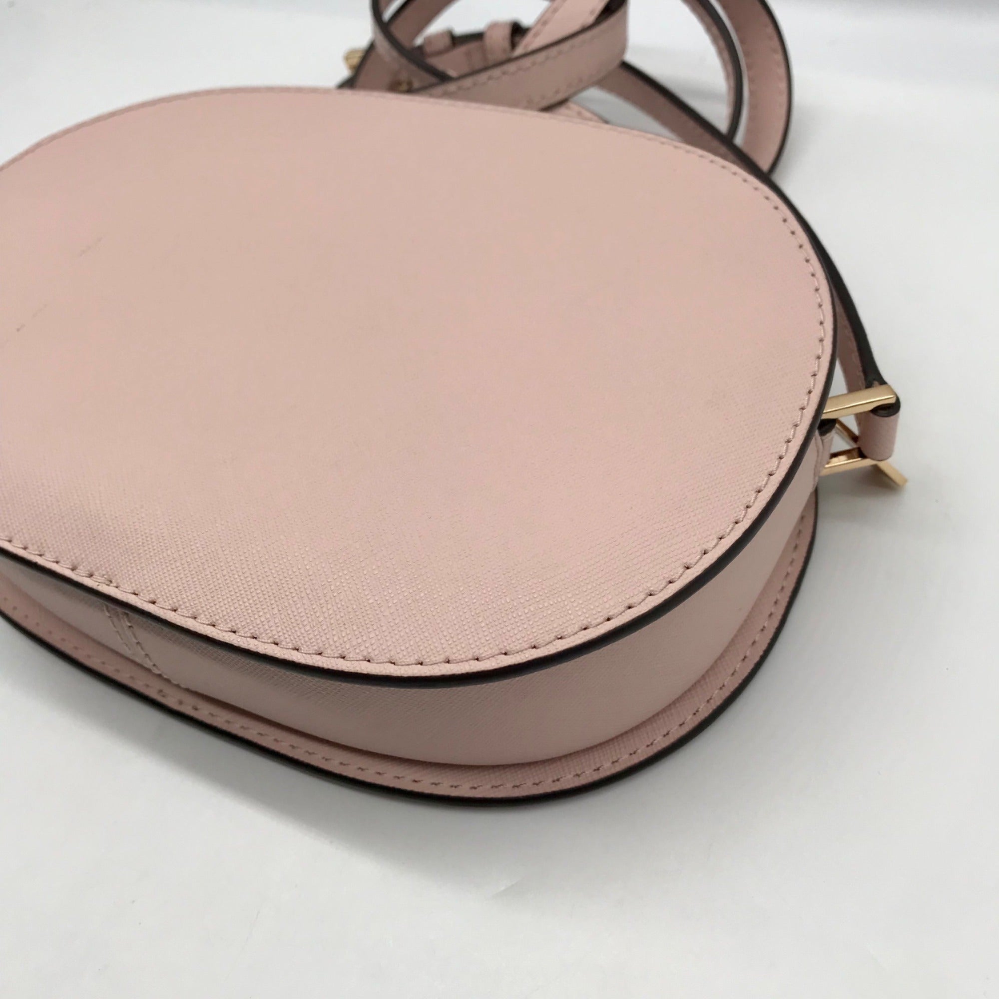 Michael Kors Pink Saffiano Leather Jet Set Travel Oval Crossbody Bag