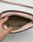 Michael Kors Pink Saffiano Leather Jet Set Travel Oval Crossbody Bag