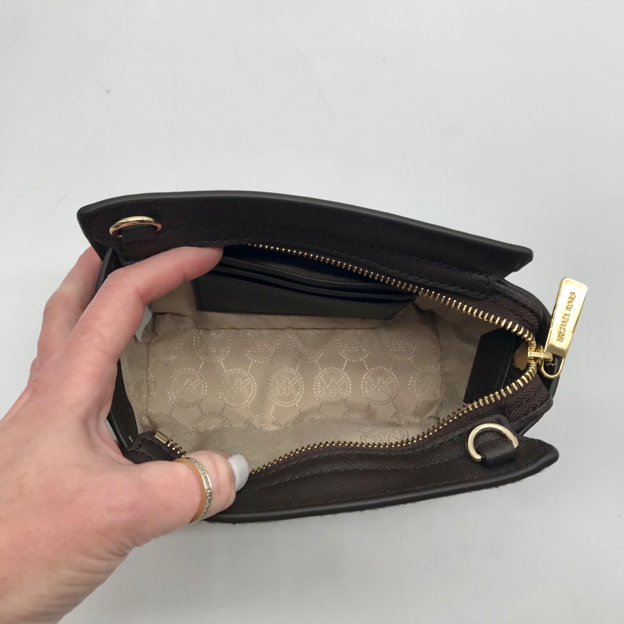 Michael Kors Brown Calf Hair Mini Selma Crossbody Bag