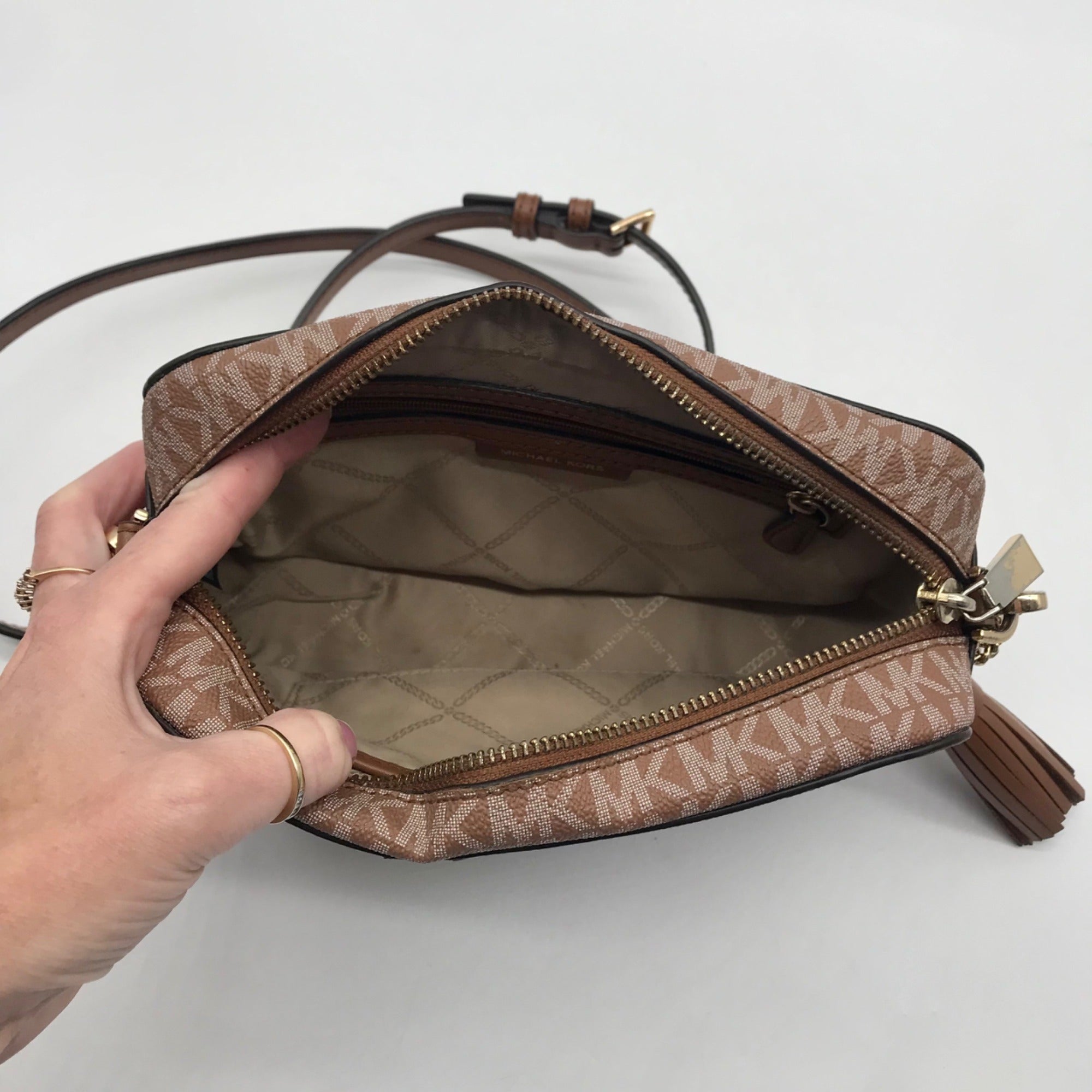Michael Kors Brown Pebbled Leather Crossbody