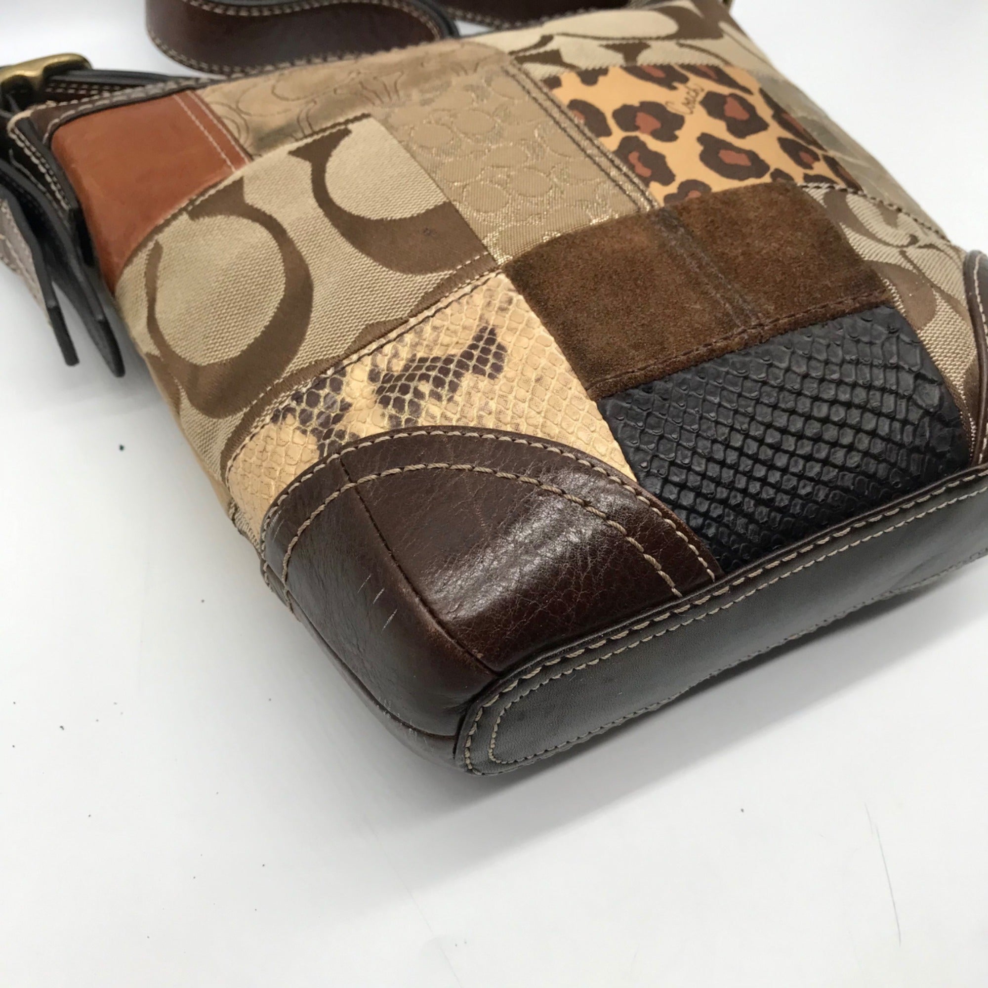 Coach Brown Monogram Patchwork Shoulder Bag 11497
