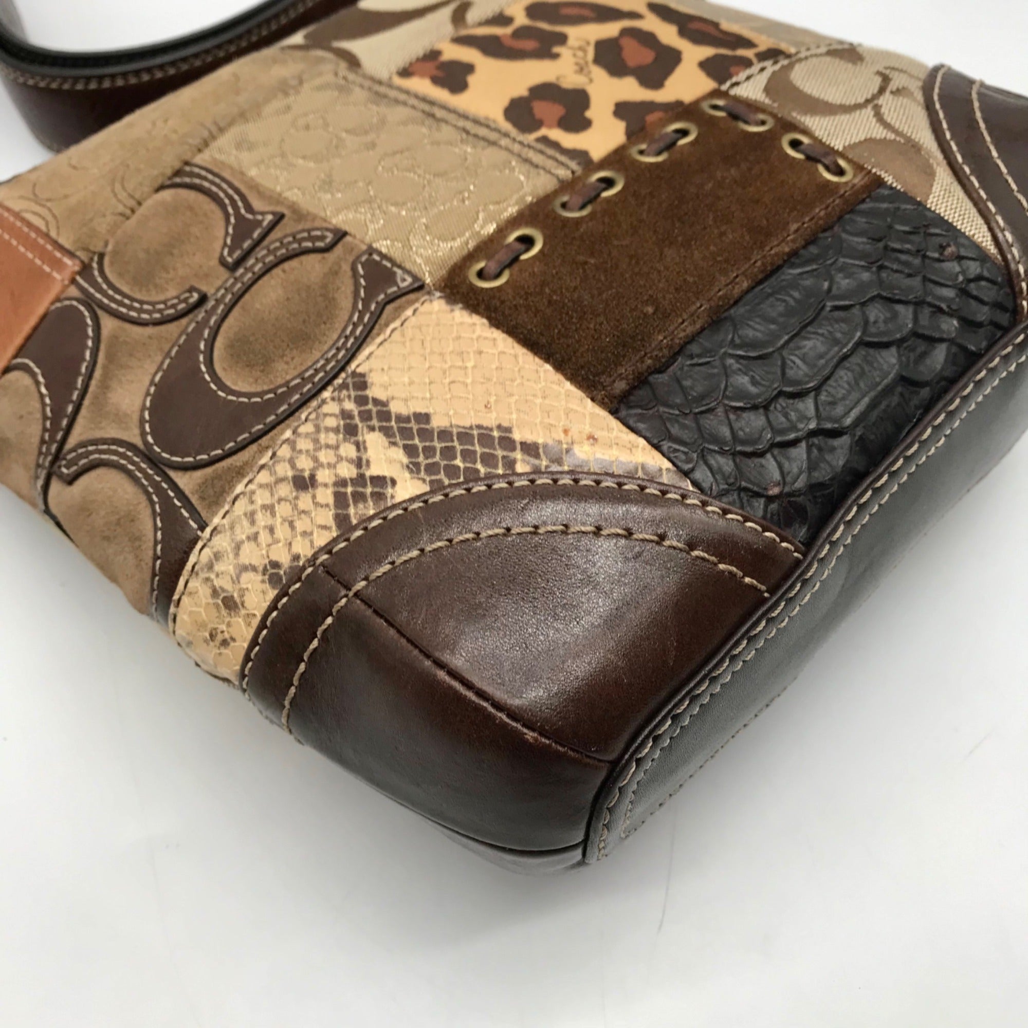 Coach Brown Monogram Patchwork Shoulder Bag 11497