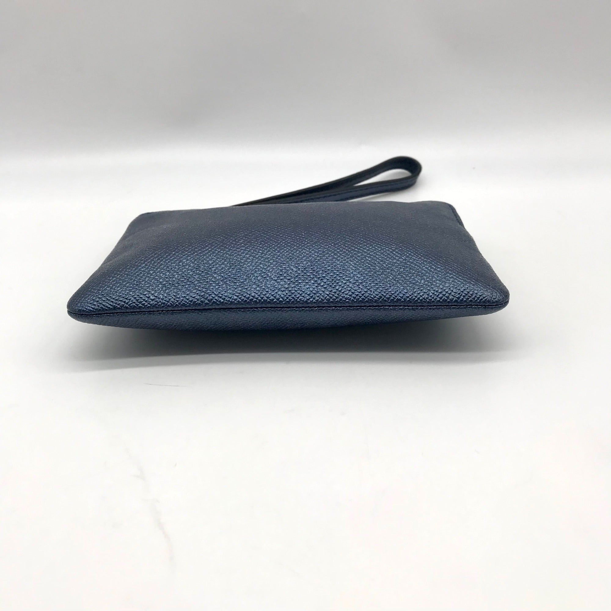 Coach Metallic Blue Pebbled Leather Kelsey Wristlet