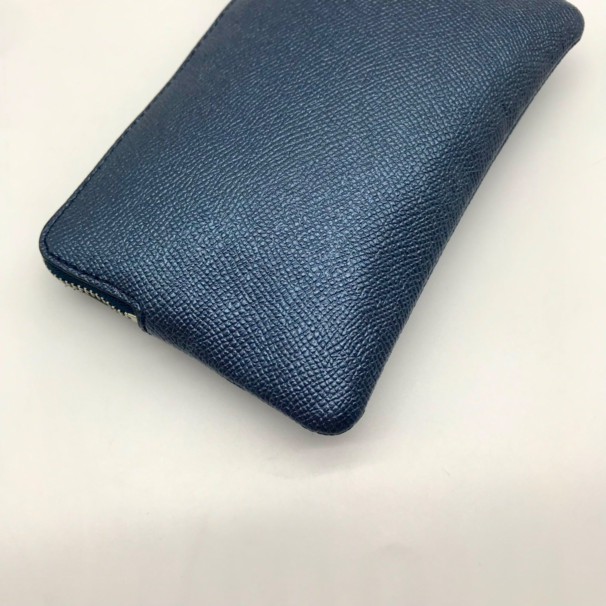 Coach Metallic Blue Pebbled Leather Kelsey Wristlet