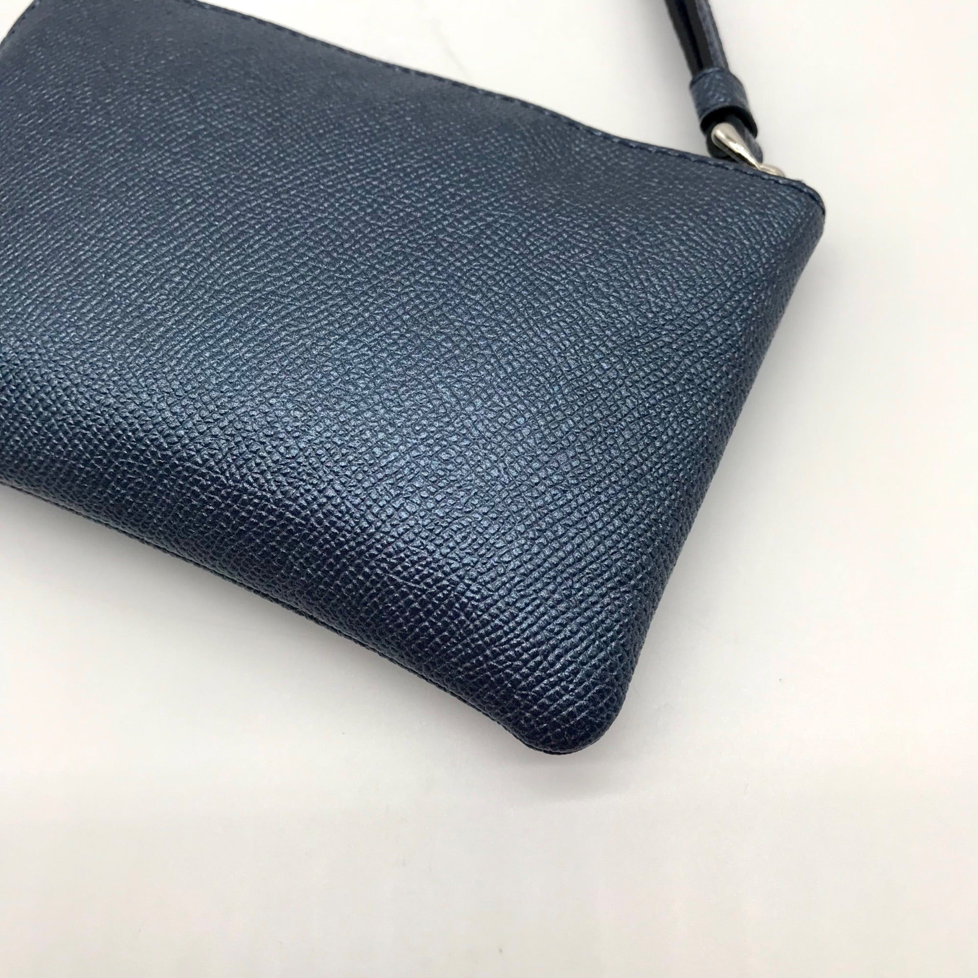 Coach Metallic Blue Pebbled Leather Kelsey Wristlet