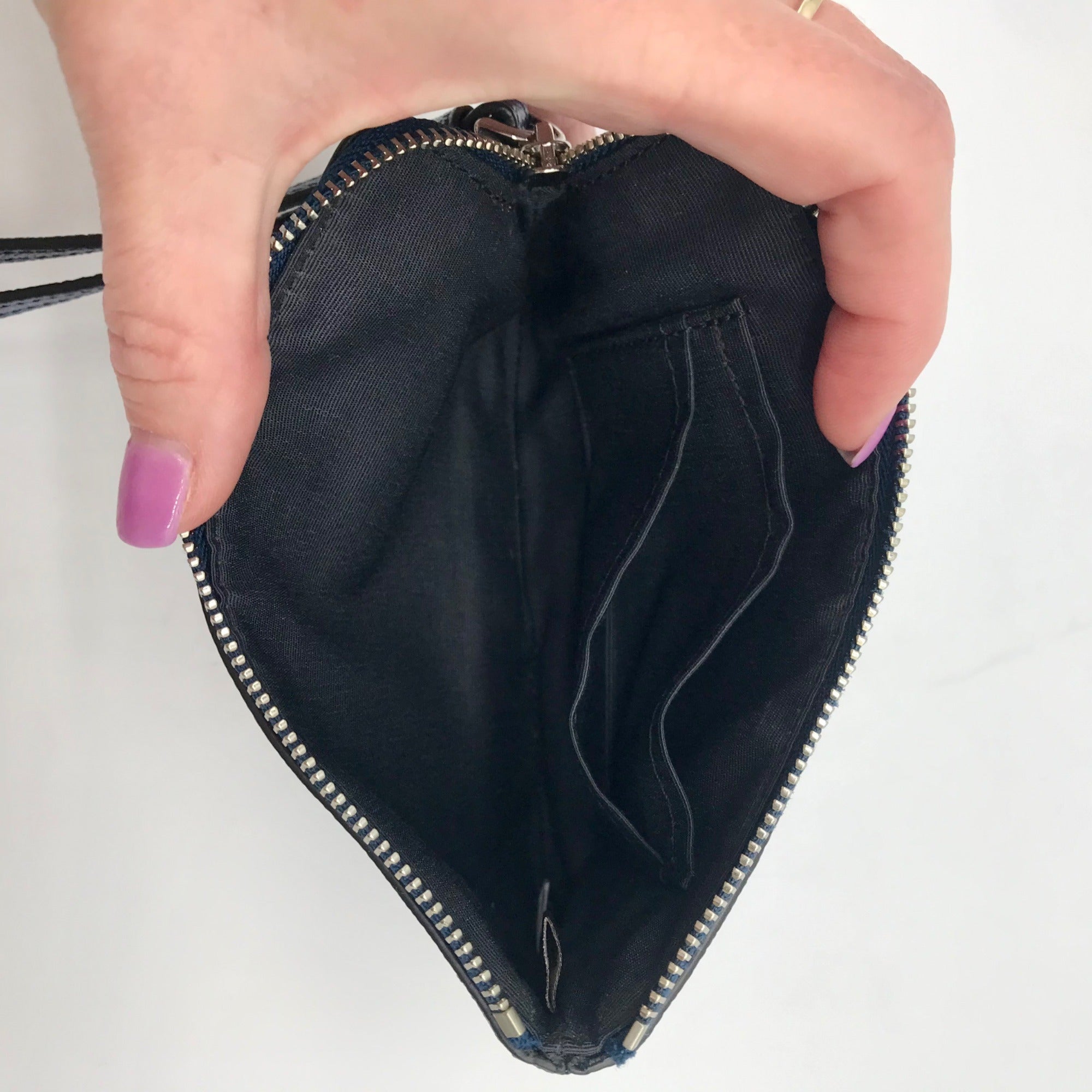 Coach Metallic Blue Pebbled Leather Kelsey Wristlet