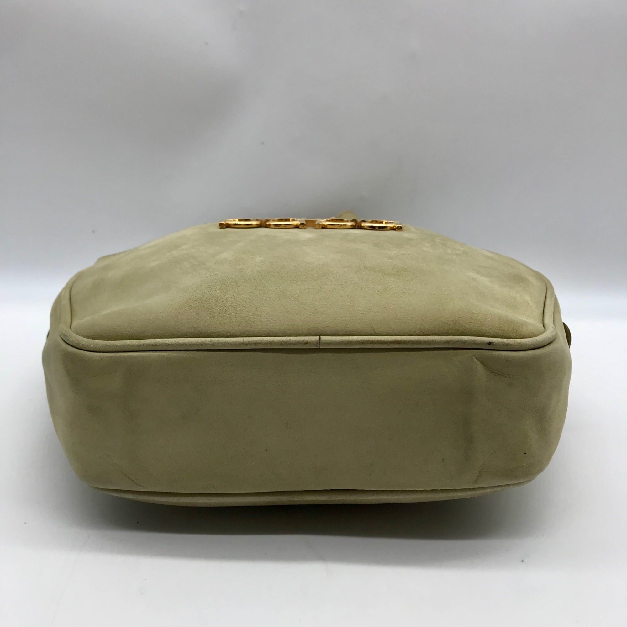 Salvatore Ferragamo Light Green Suede Fancini Shoulder Bag