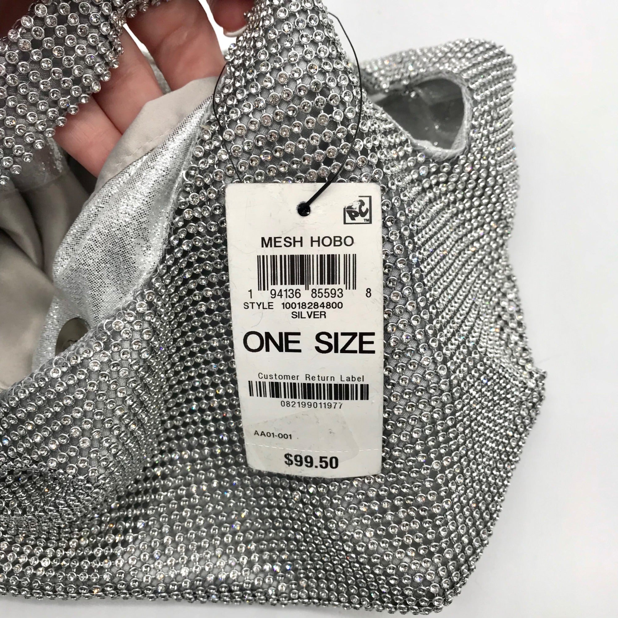I.N.C. International Concepts Silver Mesh Crystal Hobo Bag