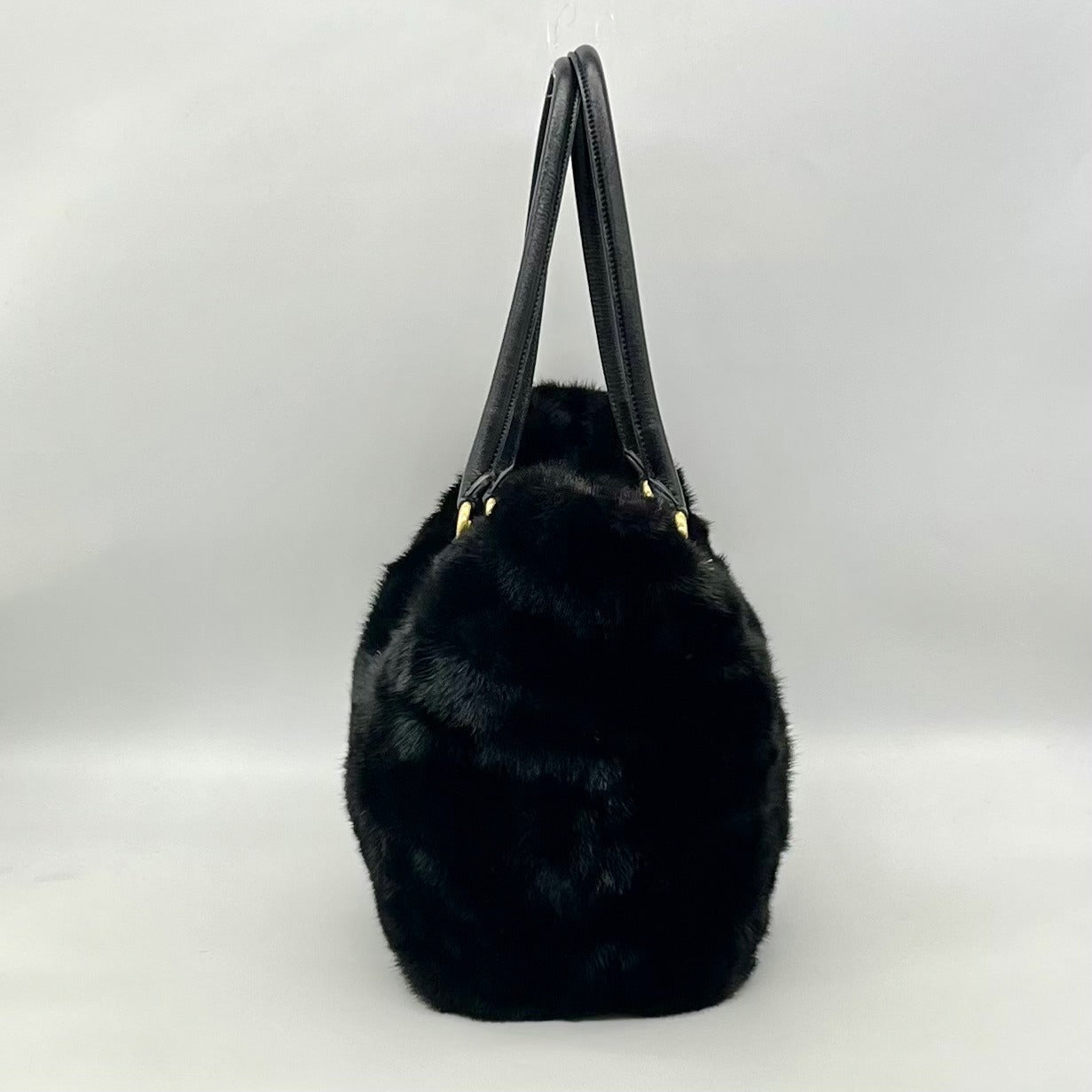 Falorni Italia Le Borse Black Fur Shoulder Bag