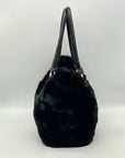 Falorni Italia Le Borse Black Fur Shoulder Bag