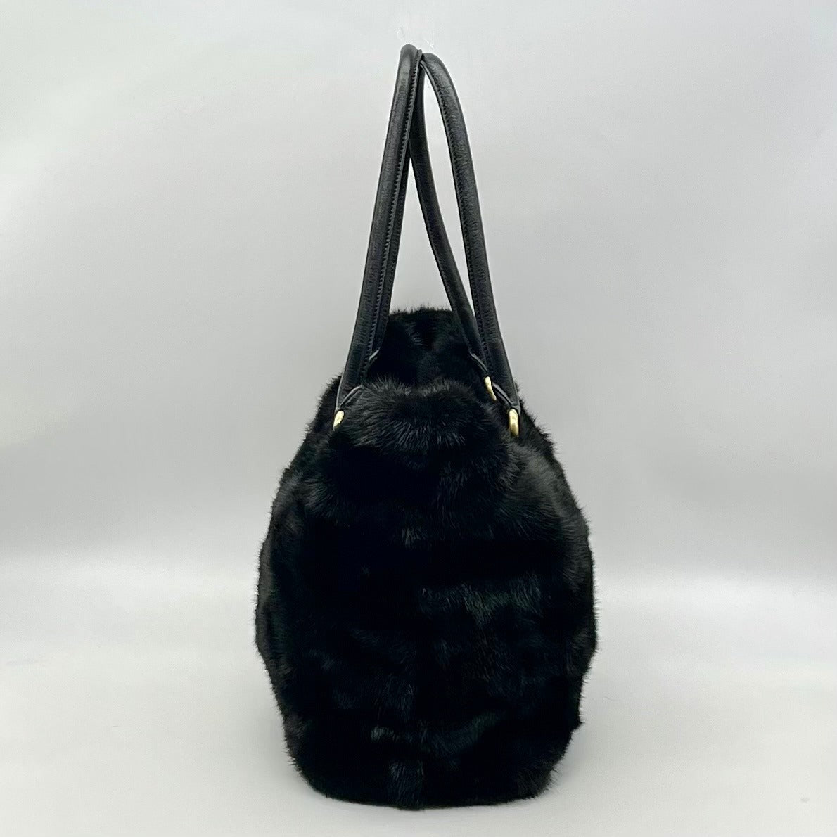 Falorni Italia Le Borse Black Fur Shoulder Bag