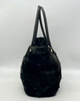 Falorni Italia Le Borse Black Fur Shoulder Bag