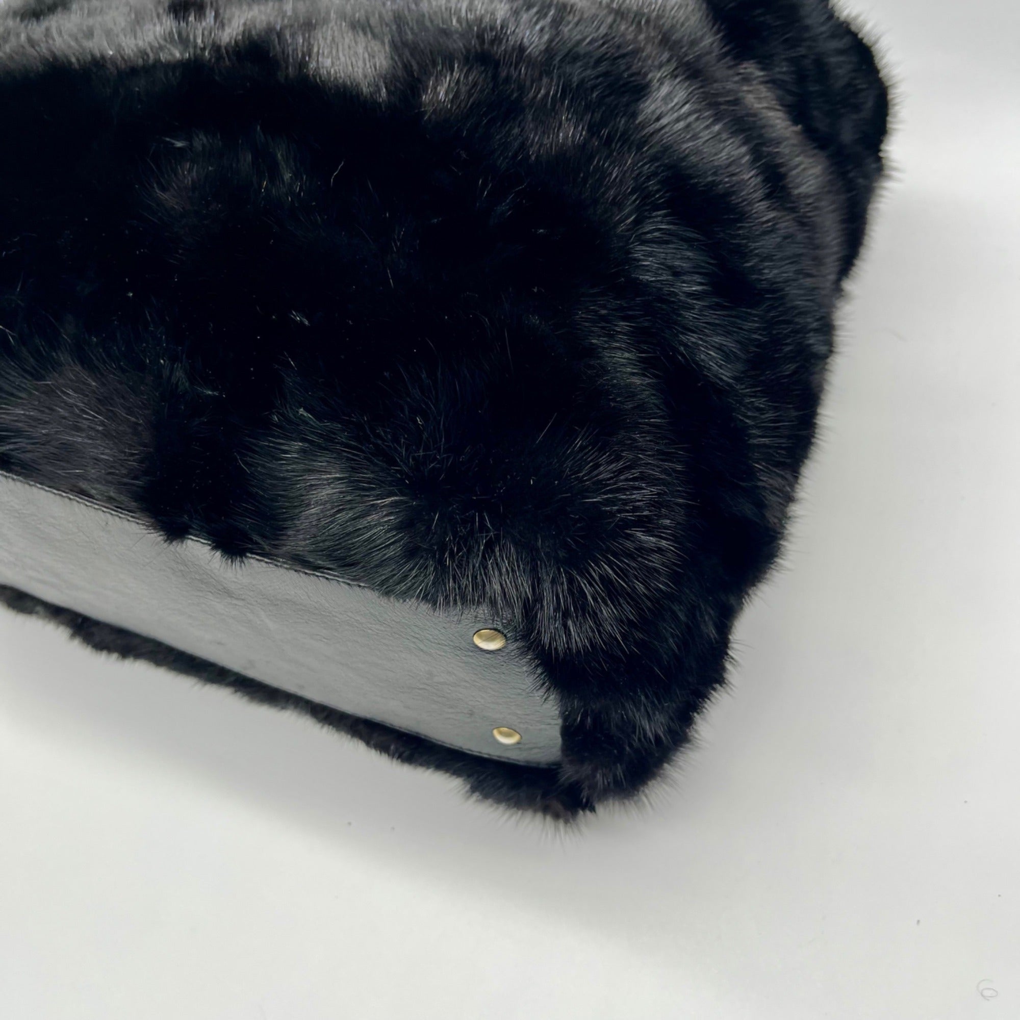 Falorni Italia Le Borse Black Fur Shoulder Bag