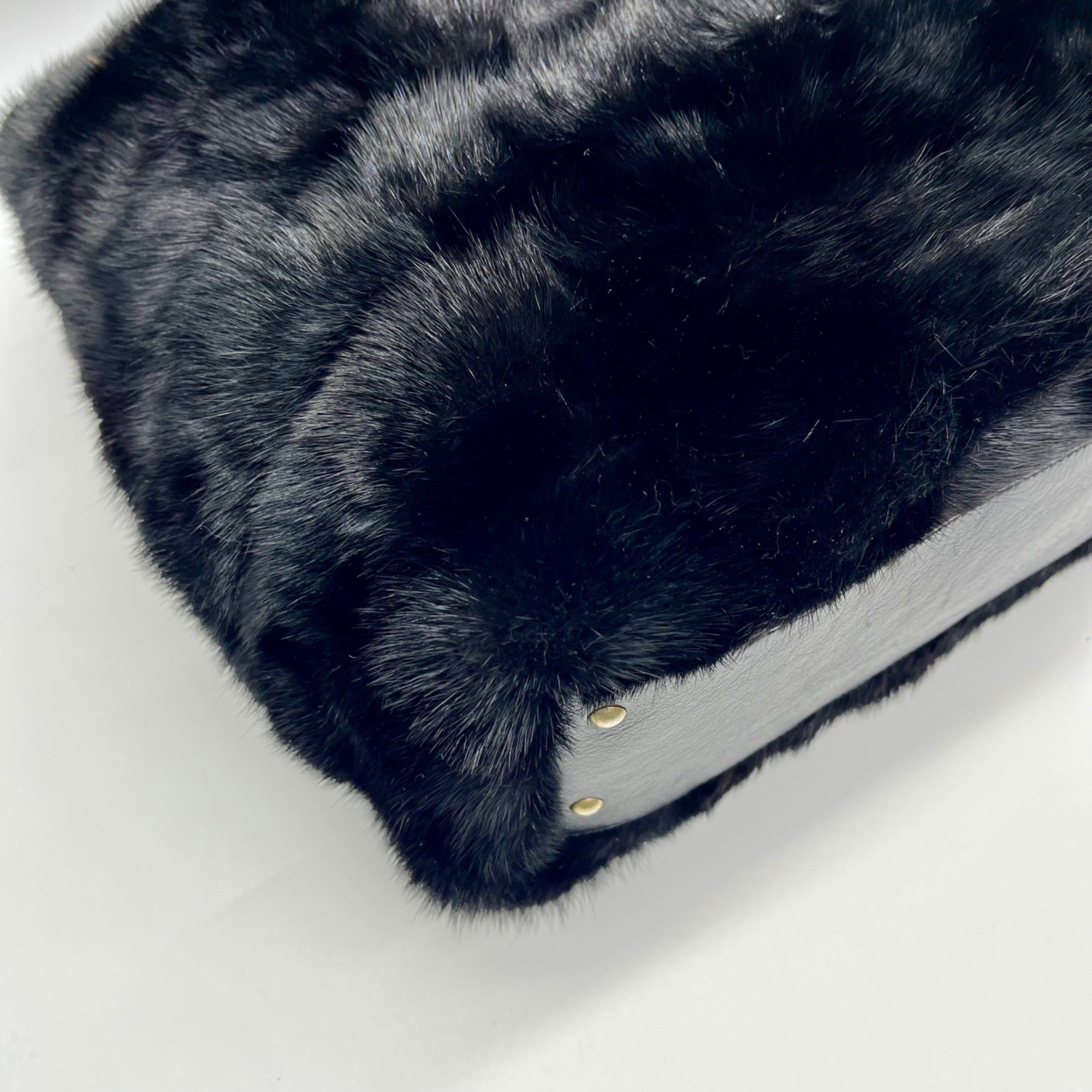 Falorni Italia Le Borse Black Fur Shoulder Bag