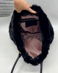 Falorni Italia Le Borse Black Fur Shoulder Bag