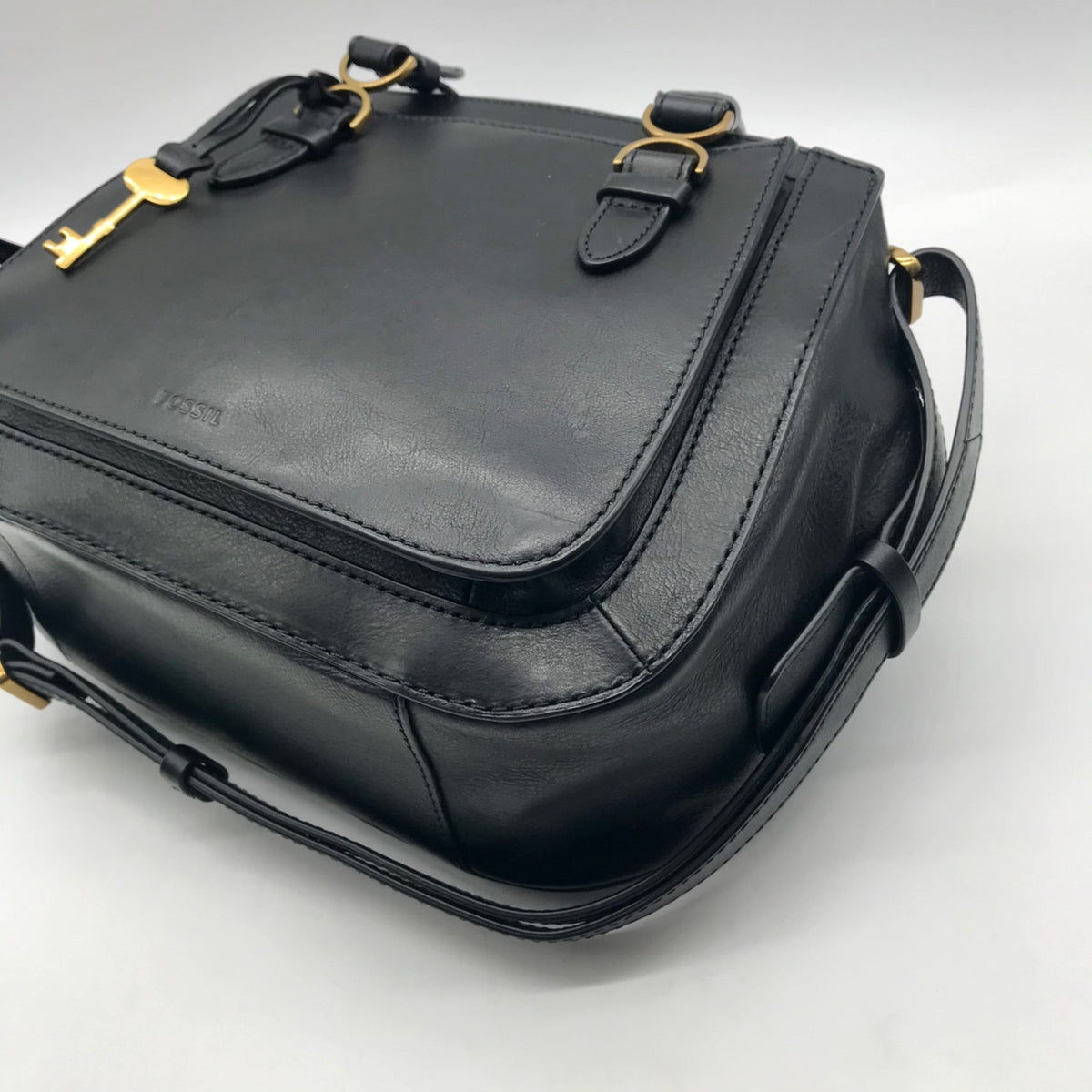 Fossil Black Leather Women's Brooke Satchel Bag