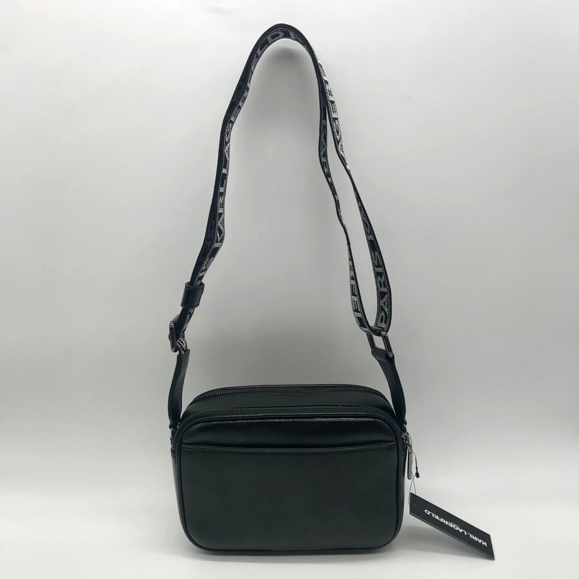 Karl Lagerfeld Black Rhinestone Duo Camera Crossbody