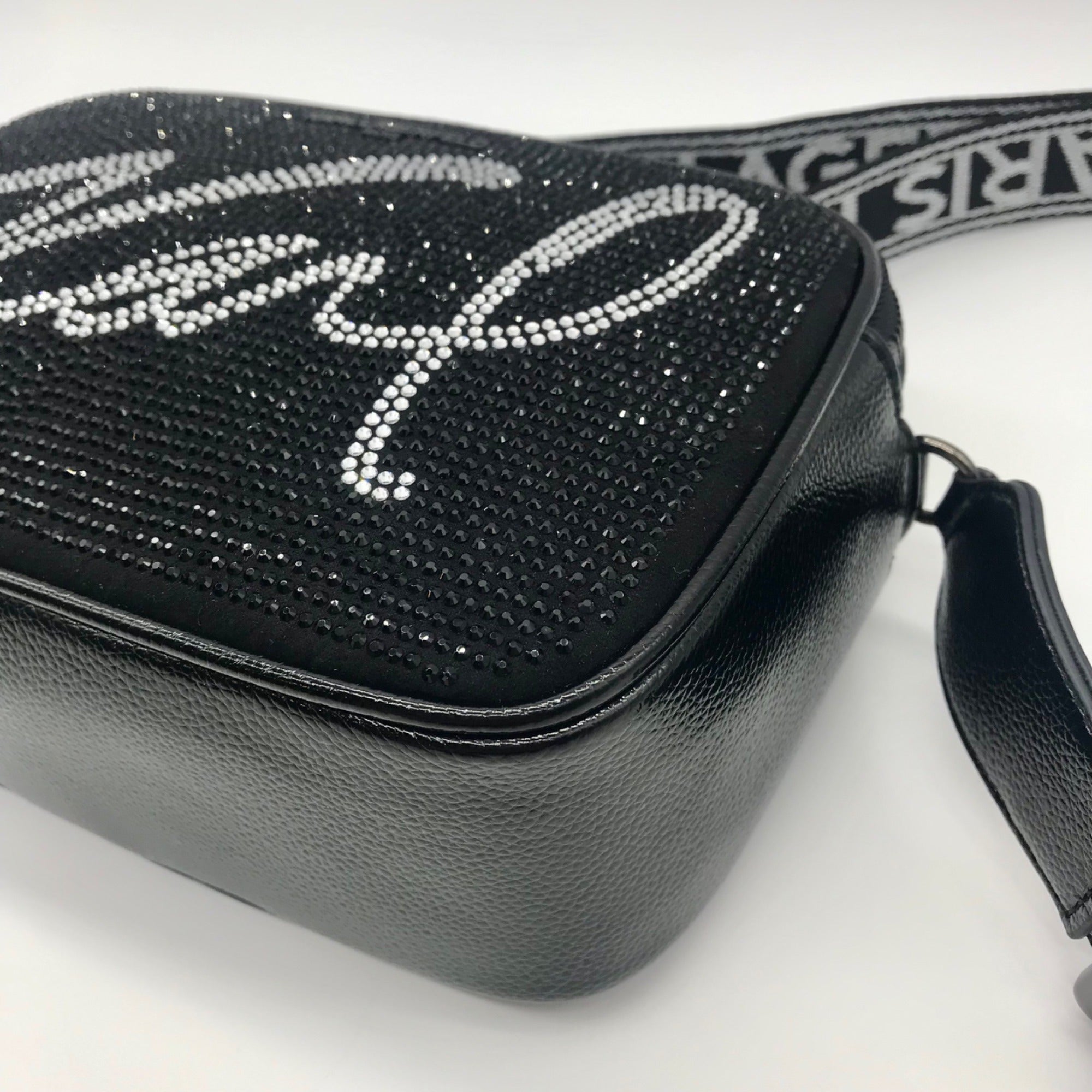 Karl Lagerfeld Black Rhinestone Duo Camera Crossbody