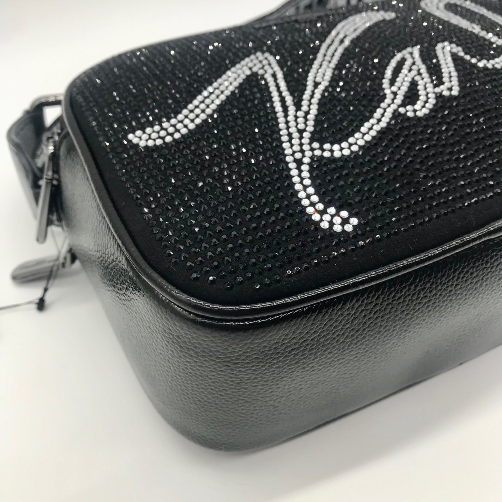 Karl Lagerfeld Black Rhinestone Duo Camera Crossbody