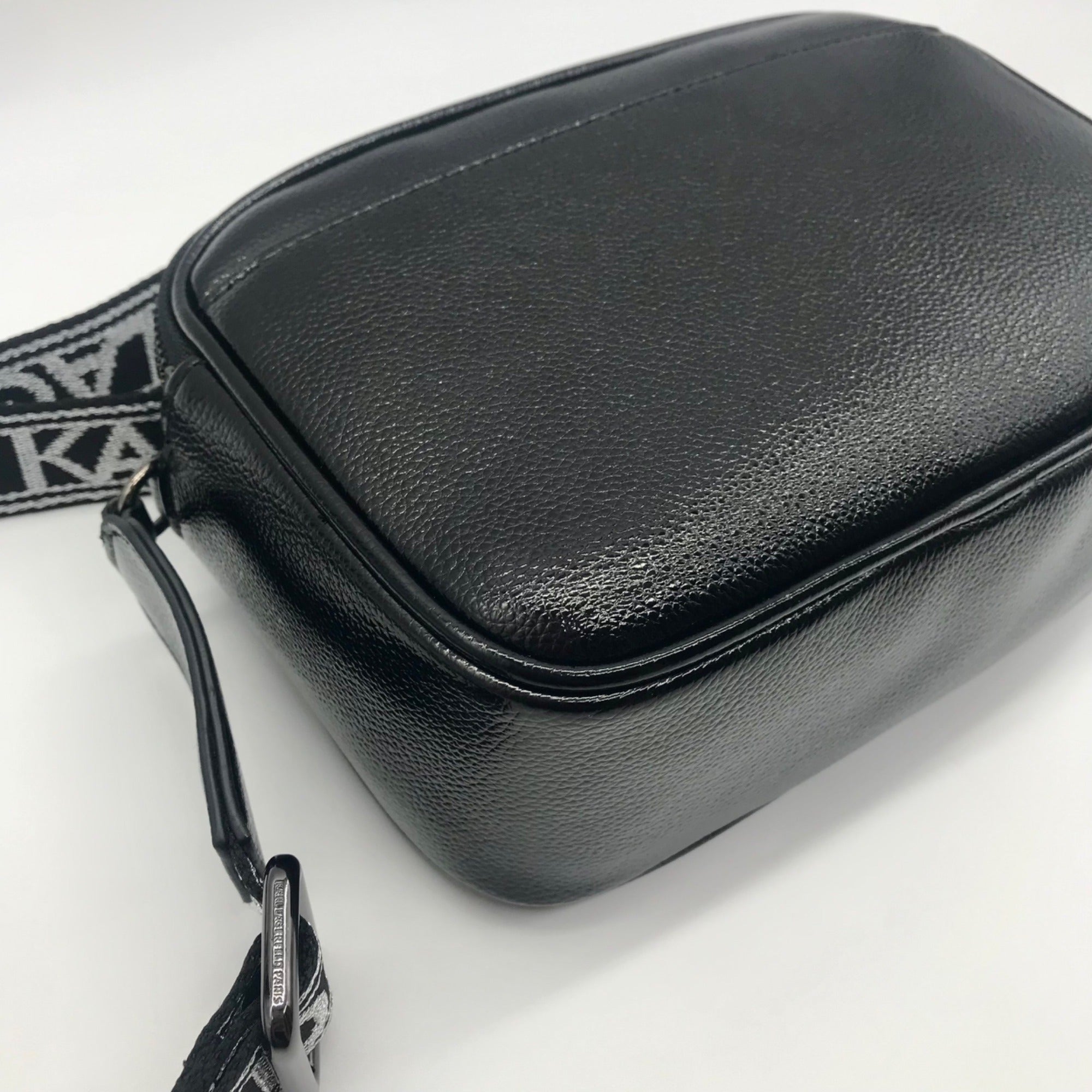 Karl Lagerfeld Black Rhinestone Duo Camera Crossbody