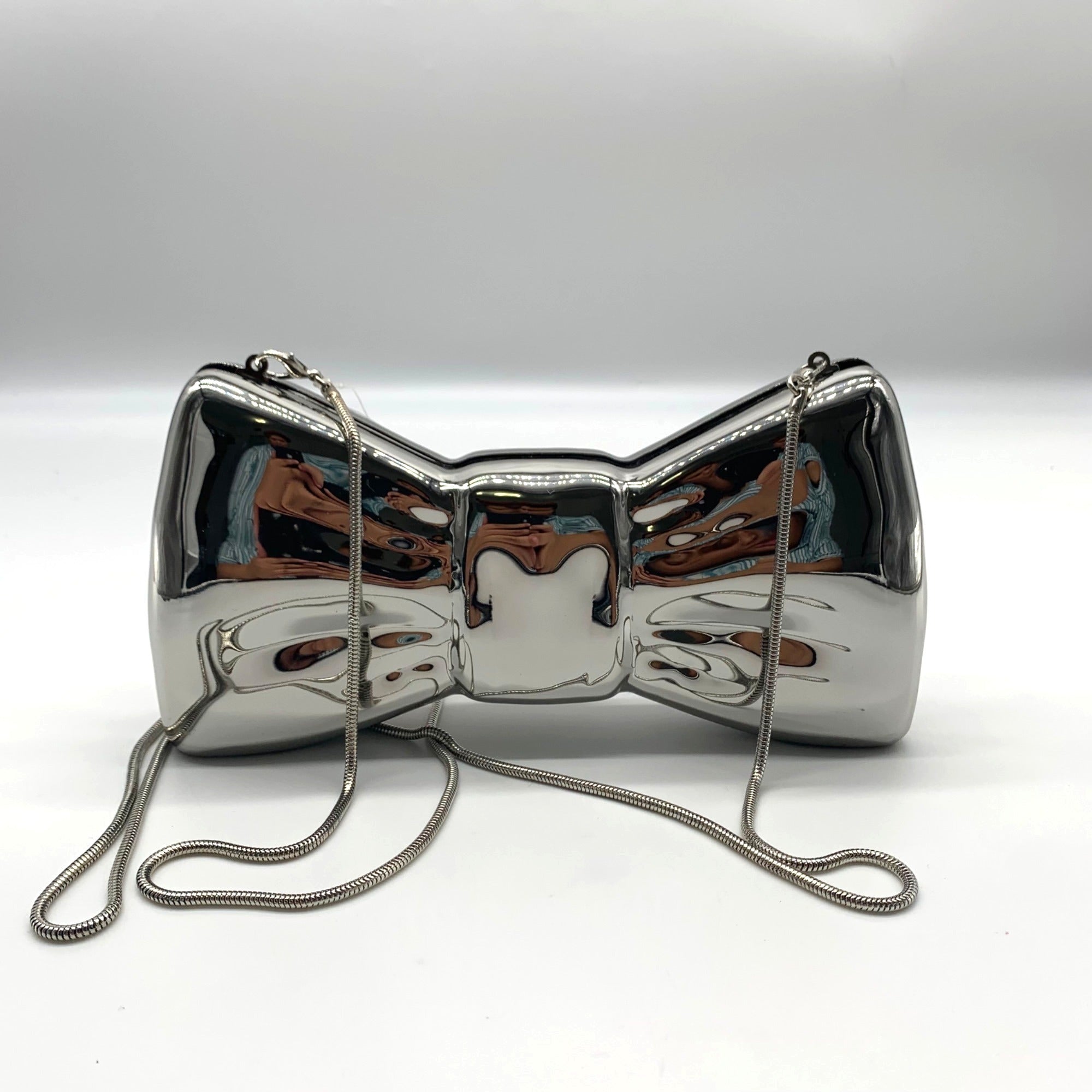 Aqua Metallic Bow Crossbody Bag
