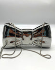 Aqua Metallic Bow Crossbody Bag