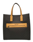 Michael Kors Brown And Marigold Canvas Large Kenly Tote Bag