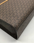 Michael Kors Brown And Marigold Canvas Large Kenly Tote Bag