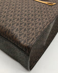 Michael Kors Brown And Marigold Canvas Large Kenly Tote Bag