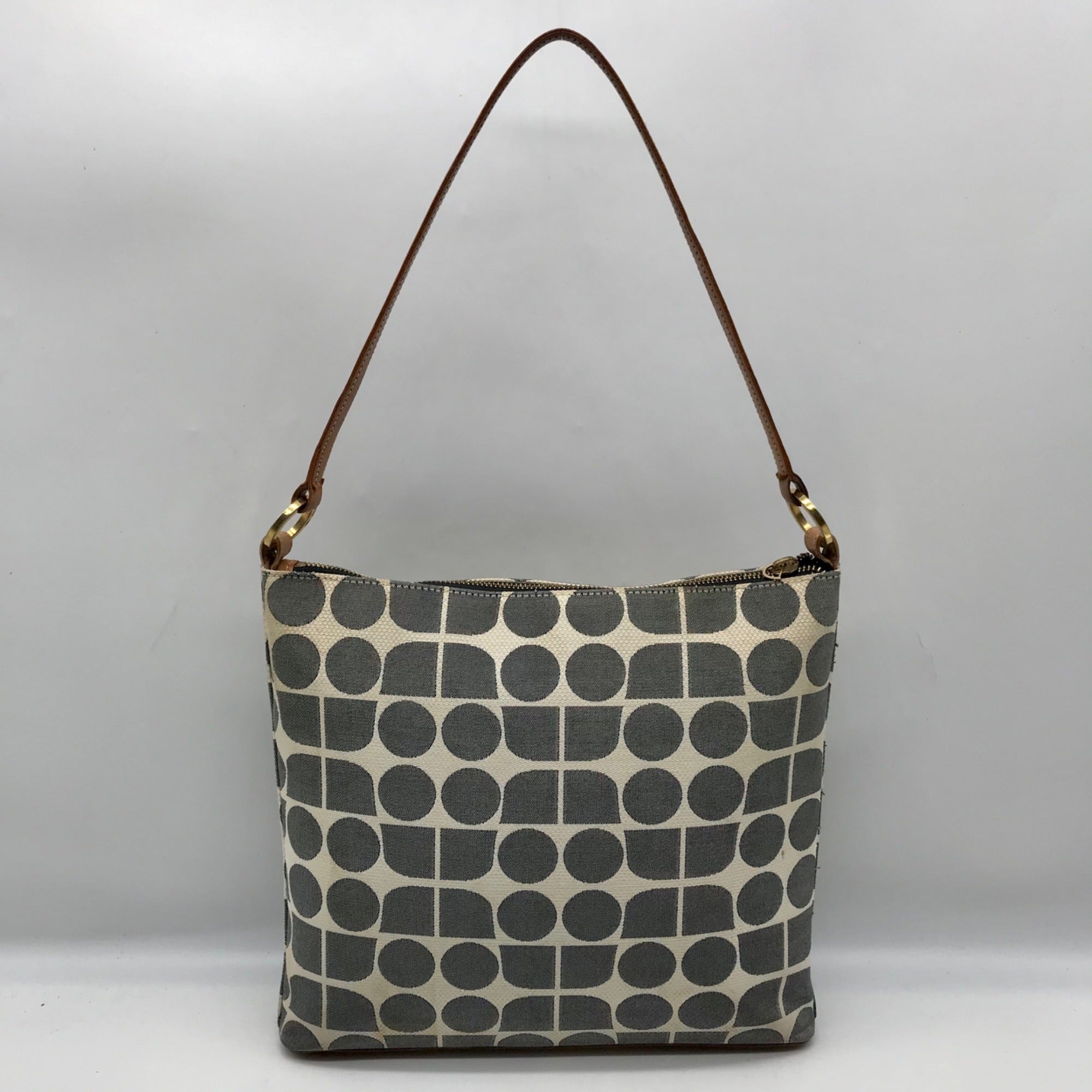 Kate Spade Gray Canvas Vintage Geometric Print Shoulder Bag