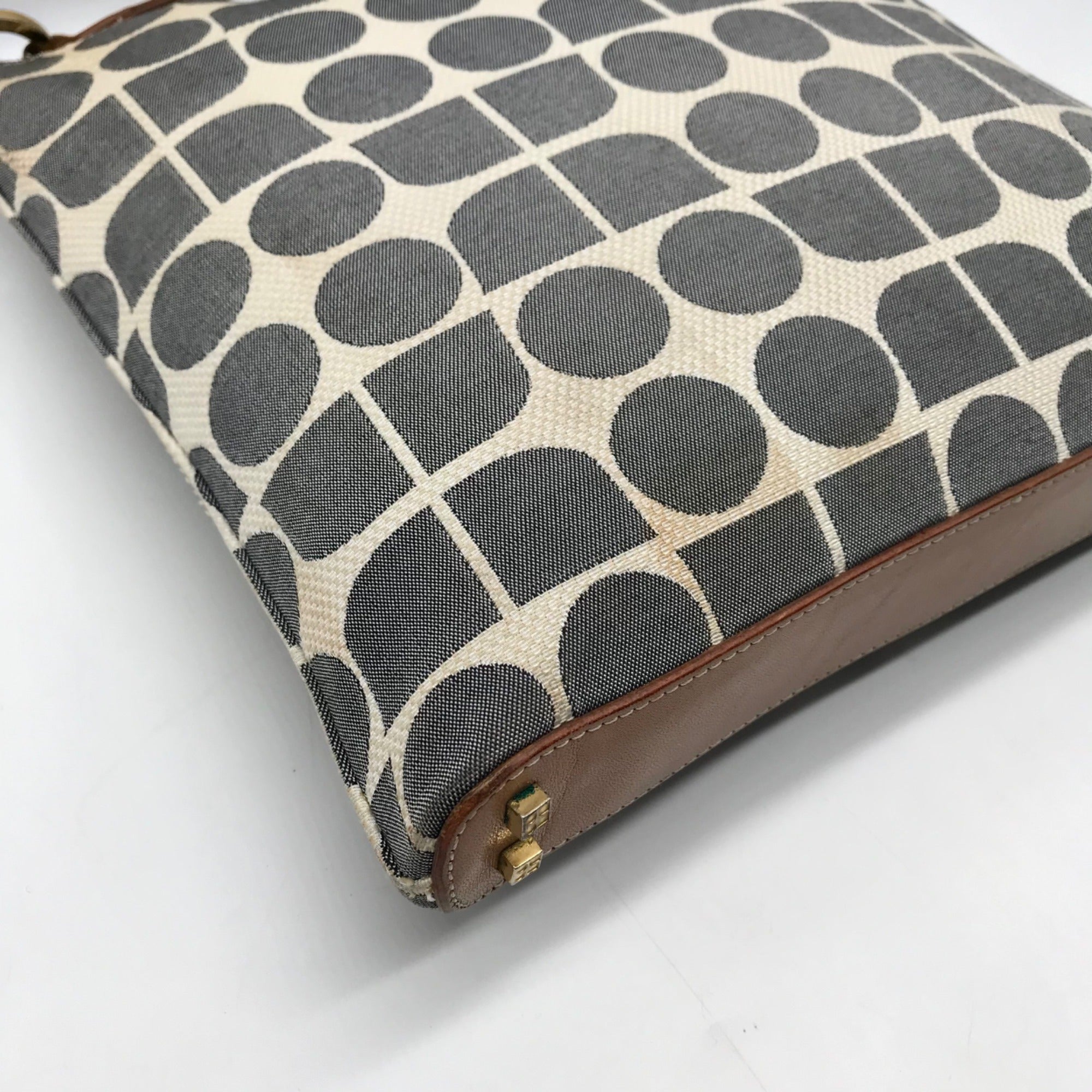 Kate Spade Gray Canvas Vintage Geometric Print Shoulder Bag
