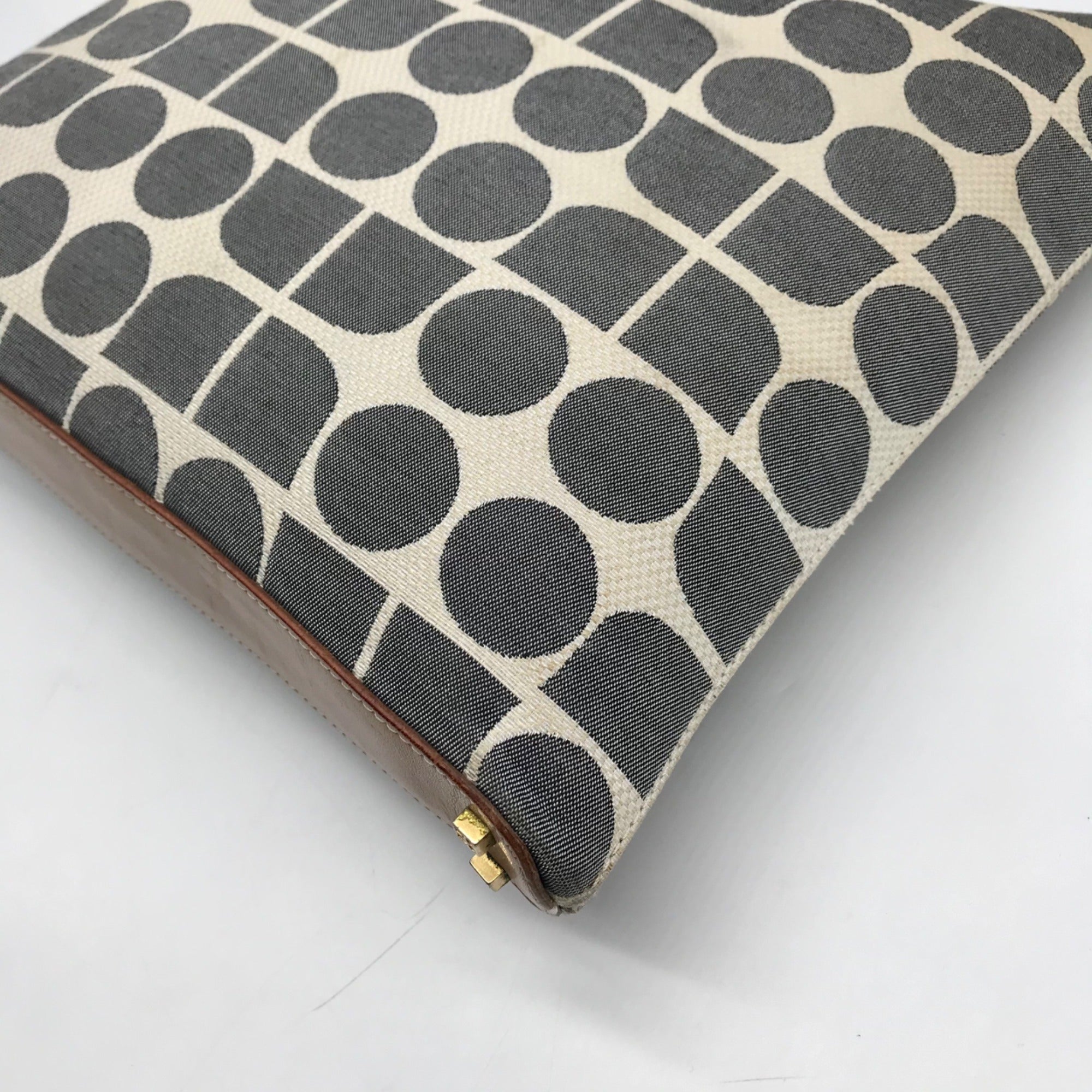 Kate Spade Gray Canvas Vintage Geometric Print Shoulder Bag