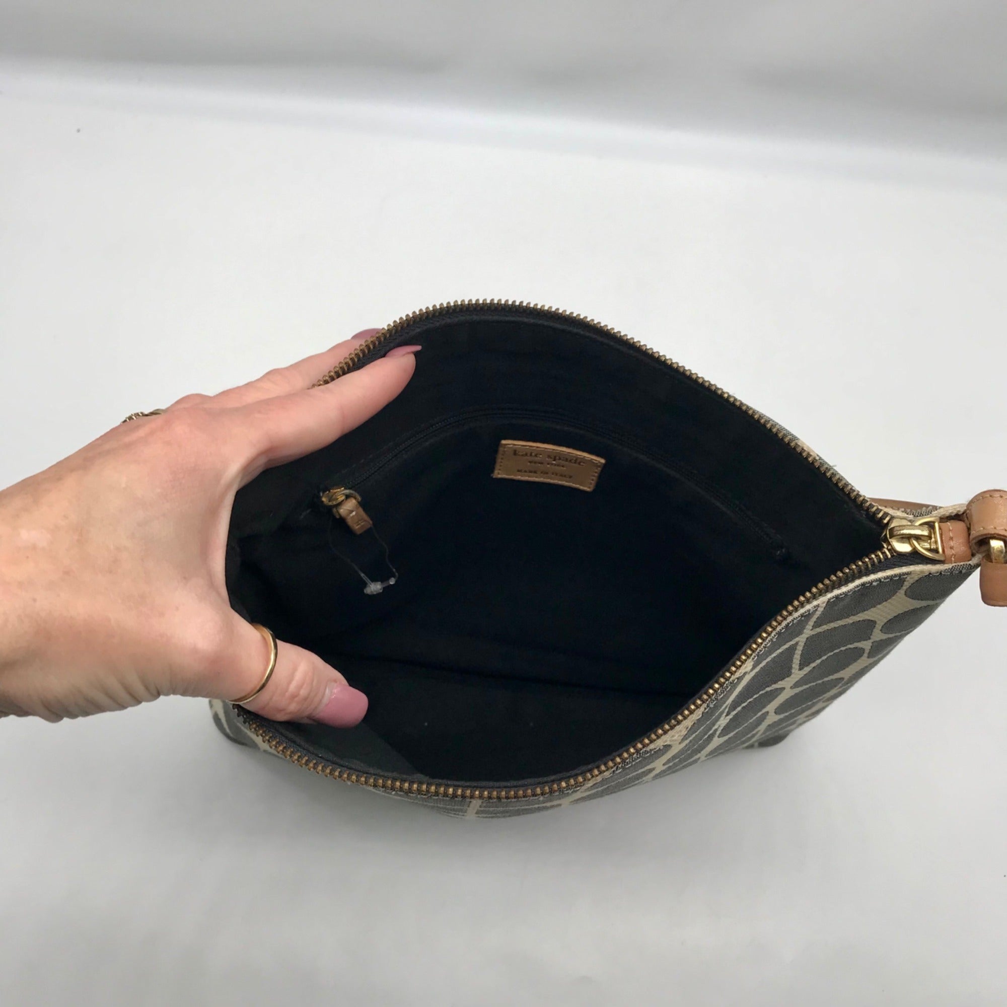 Kate Spade Gray Canvas Vintage Geometric Print Shoulder Bag
